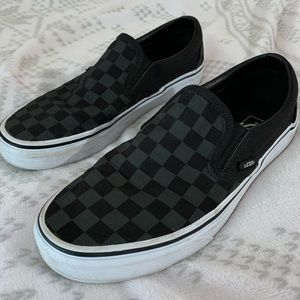 Vans Black and Gray Checkerboard Slip-On Shoes